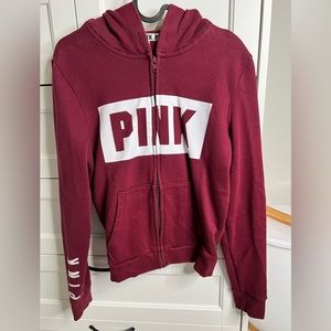 Victoria’s Secret PINK maroon logo zip up hoodie sweater